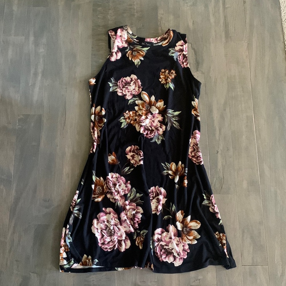 BCX Black Floral Sleeveless Dress